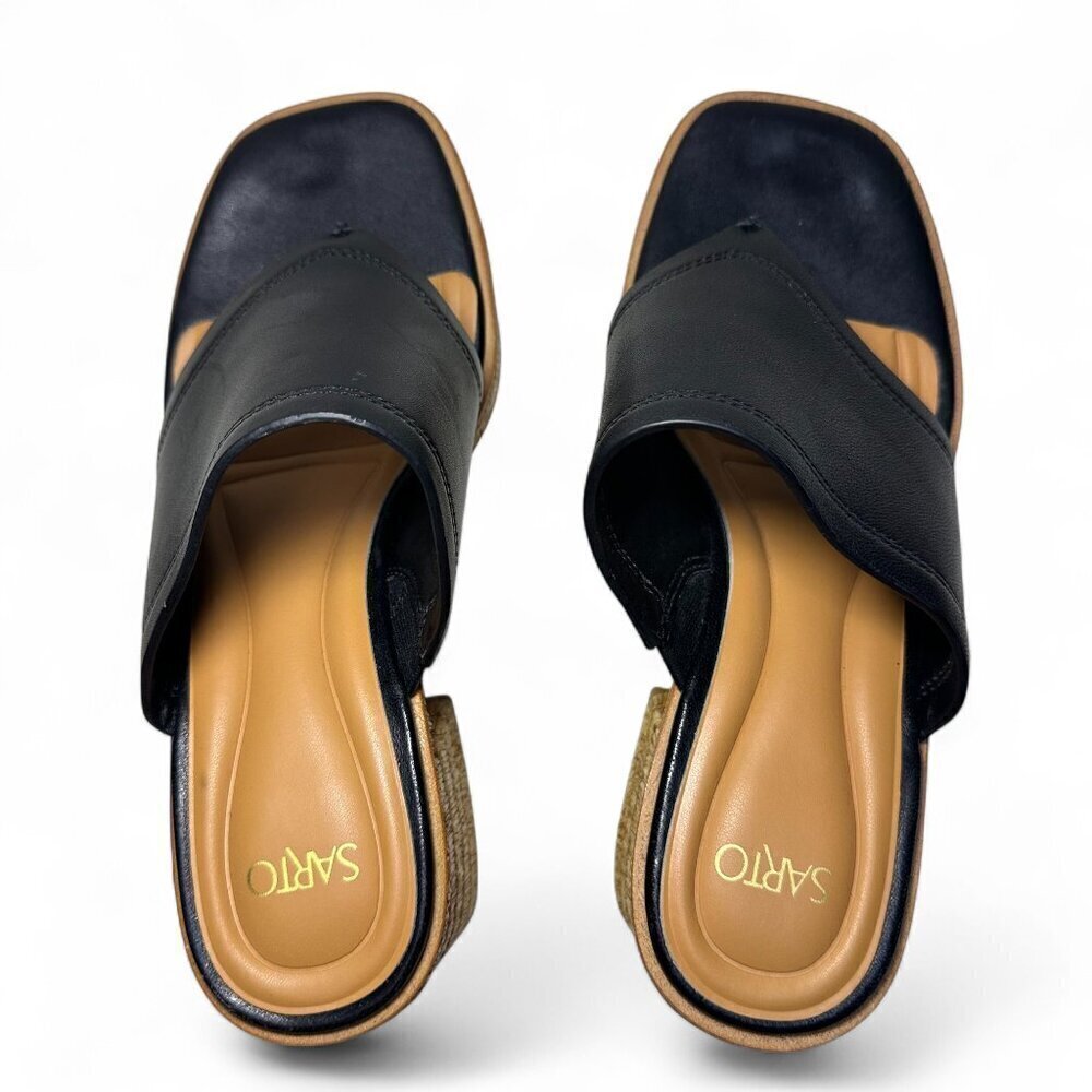SARTO Ferrara Espadrille Platform Block Heel Sandal, Black, Sz 7.5, NWOB - Picture 6 of 10